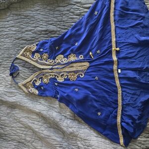 Blue and Gold Embellished Dress